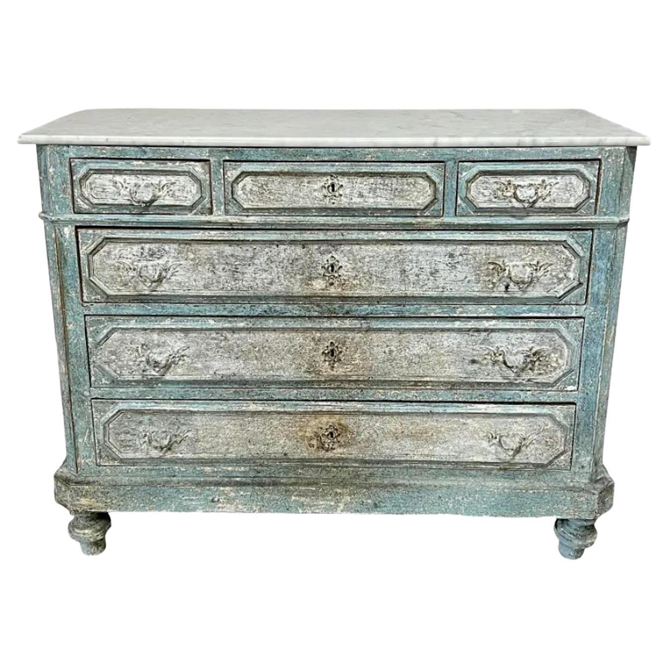 French Louis XVI Period Painted Oak Chest Of Drawers Commode For Sale