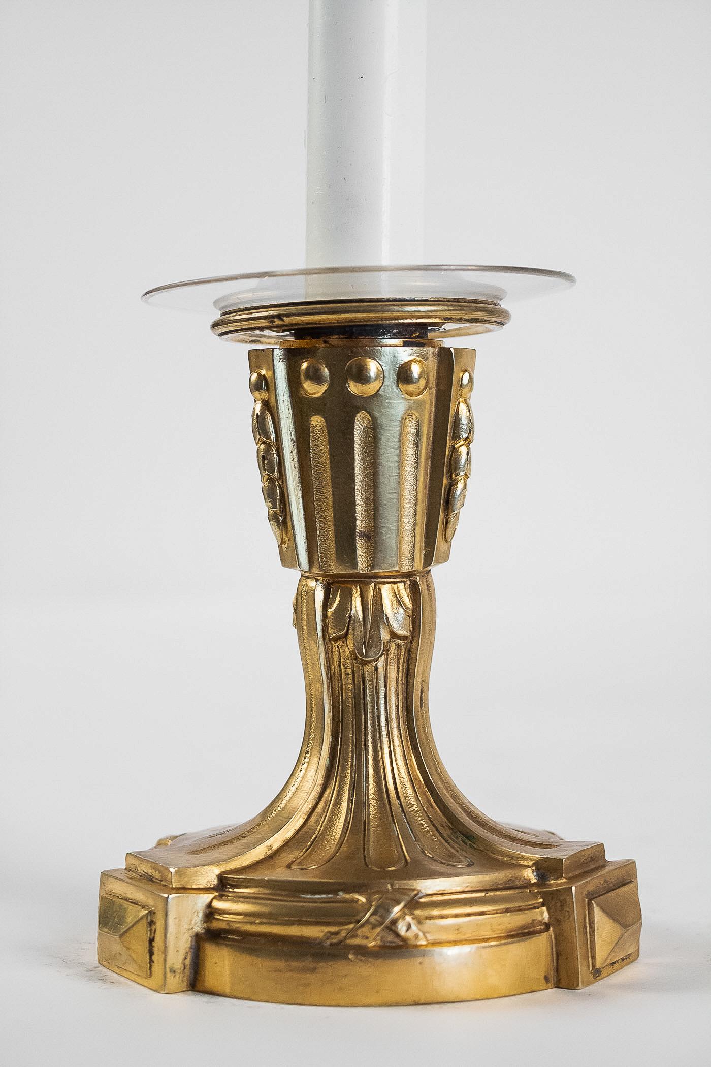 French Louis XVI Period Pair of Small Gilt Bronze Candlesticks, circa 1780 3