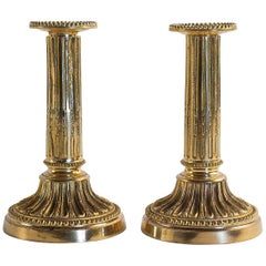 French Louis XVI Period, Small Pair of Gilt-Bronze Candlestick, circa 1780-1790