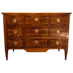 French Louis XVI Period Walnut and Marquetry Commode, circa 1780