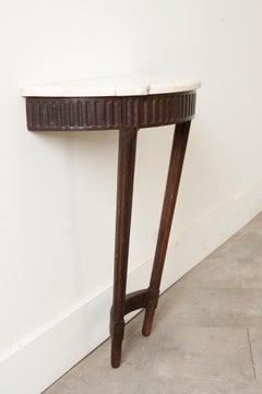 French Louis XVI Petite Oak Demilune Console