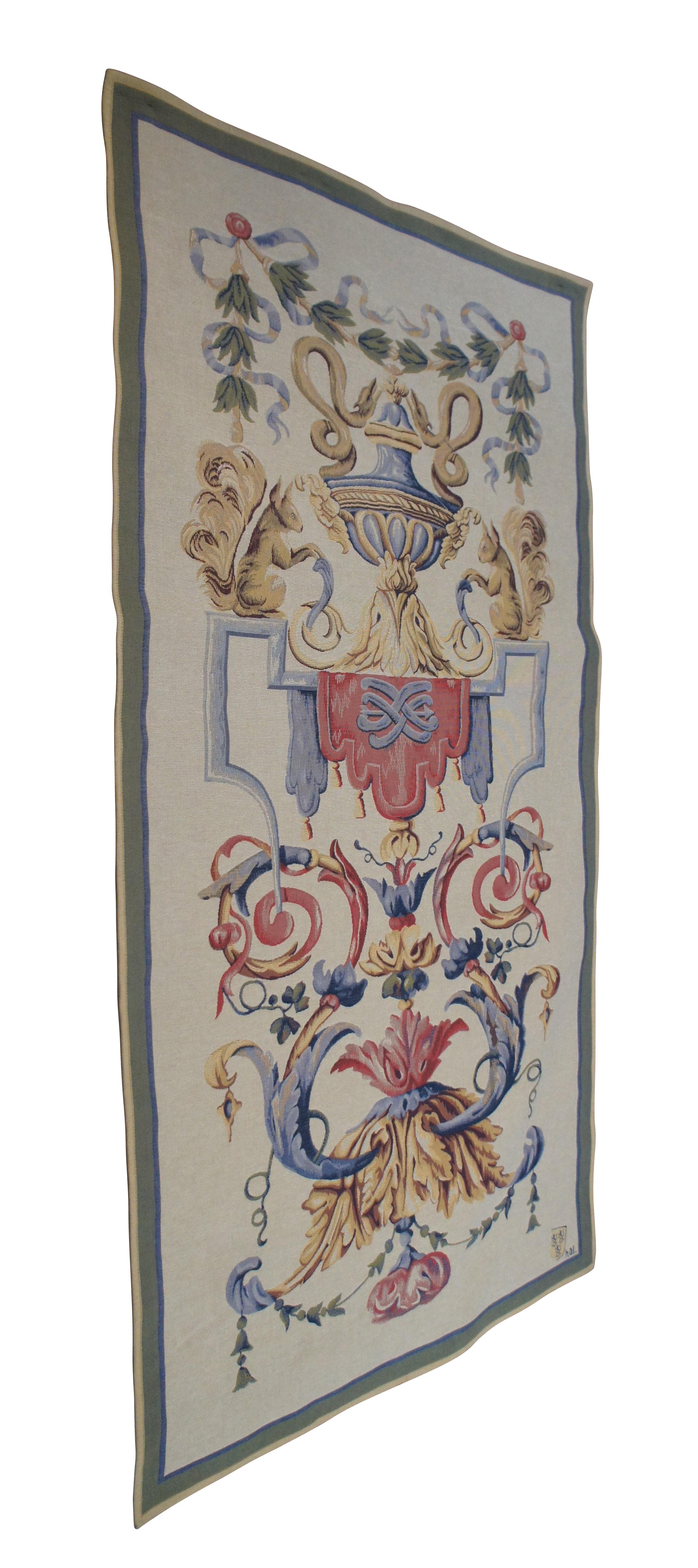 French Provincial French Louis XVI Point Des Meurins Arms of Vaux le Vicomte Jacquard Tapestry 65