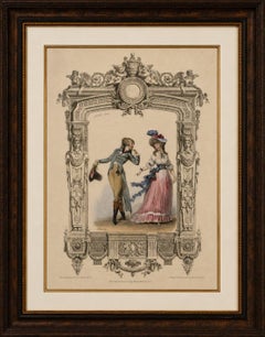 French Louis XVI Promenade Costume Lithograph, 1792 – Published 1847