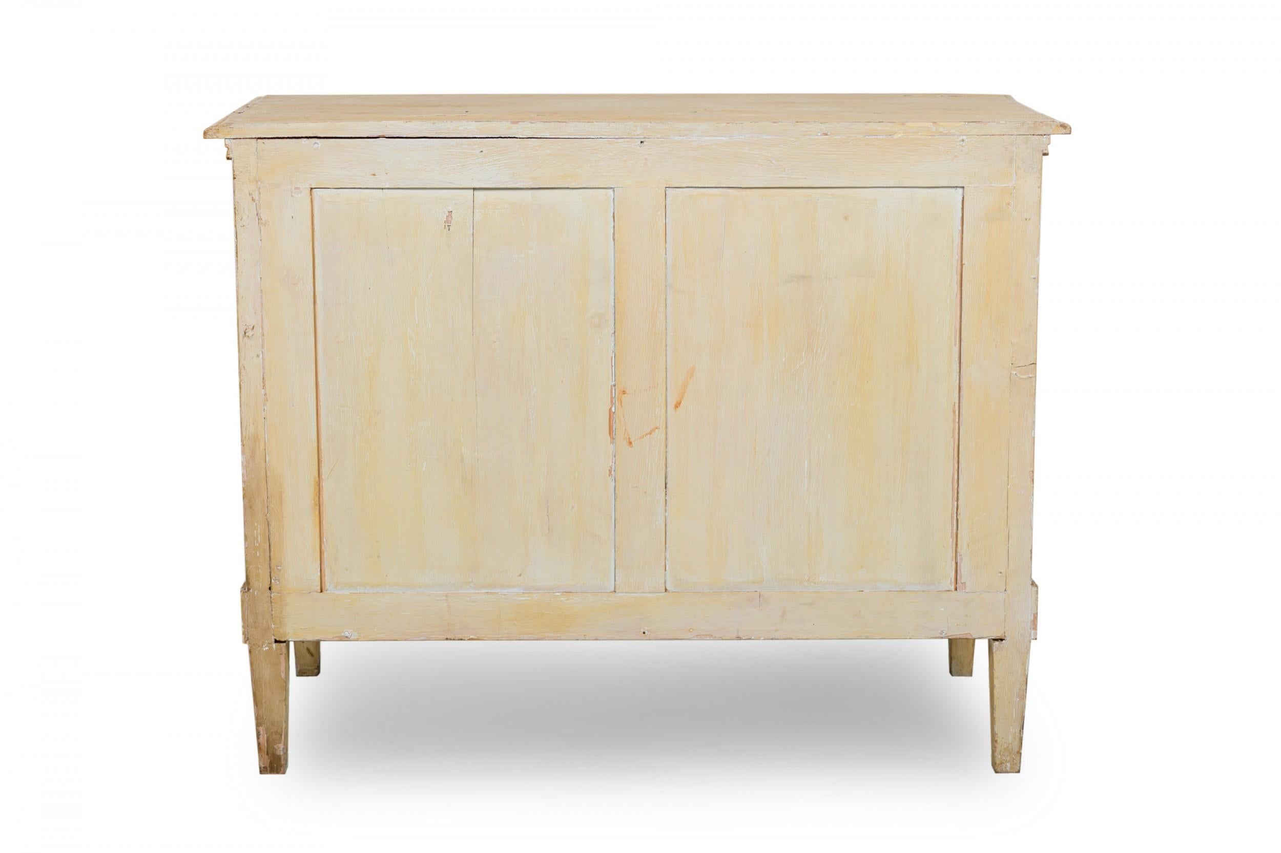 Metal French Louis XVI Provincial Style 4-Drawer Beige and Gray Painted Commode For Sale