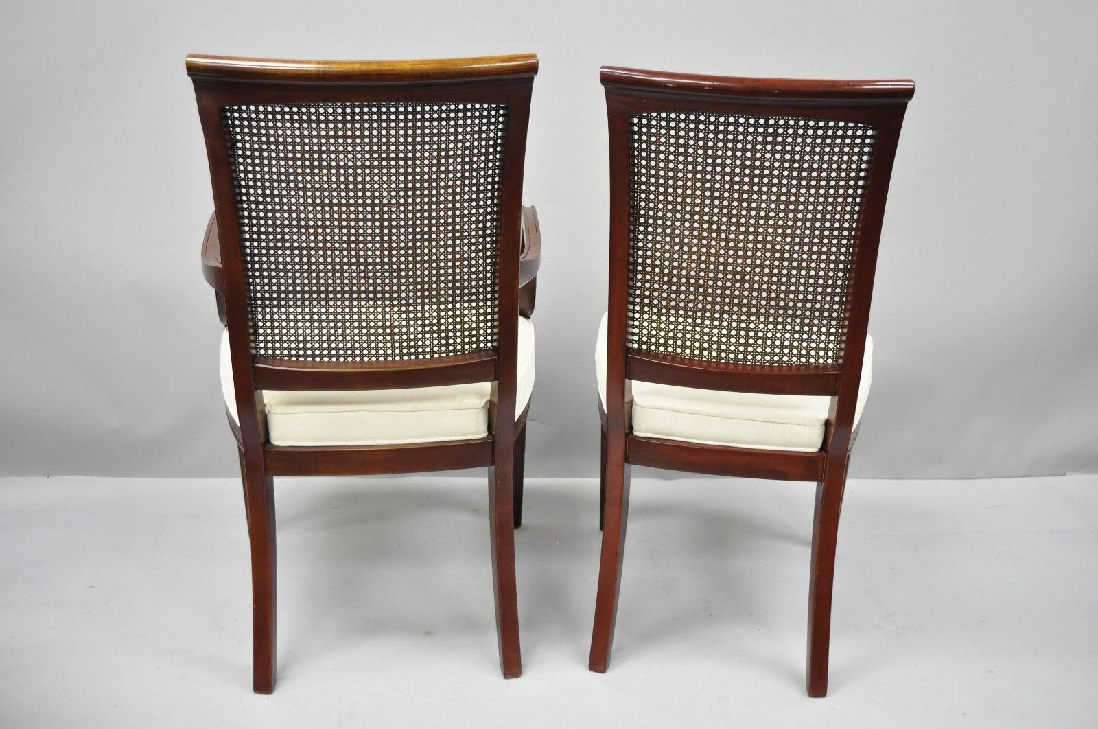 French Louis XVI Provincial Style Cane Back Cherry Wood Dining Chairs Set of Six 5
