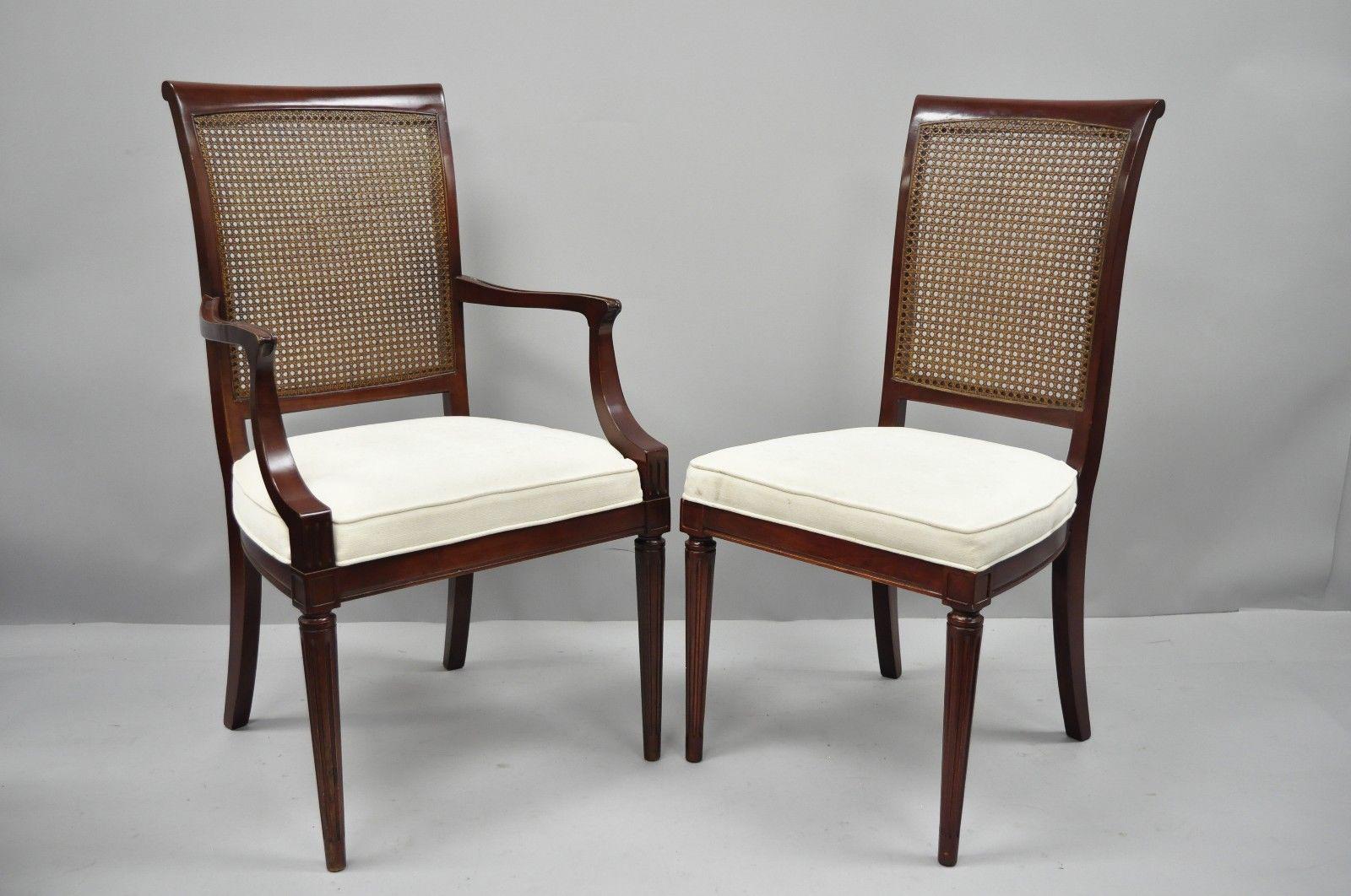 French Louis XVI Provincial Style Cane Back Cherry Wood Dining Chairs Set of Six 7