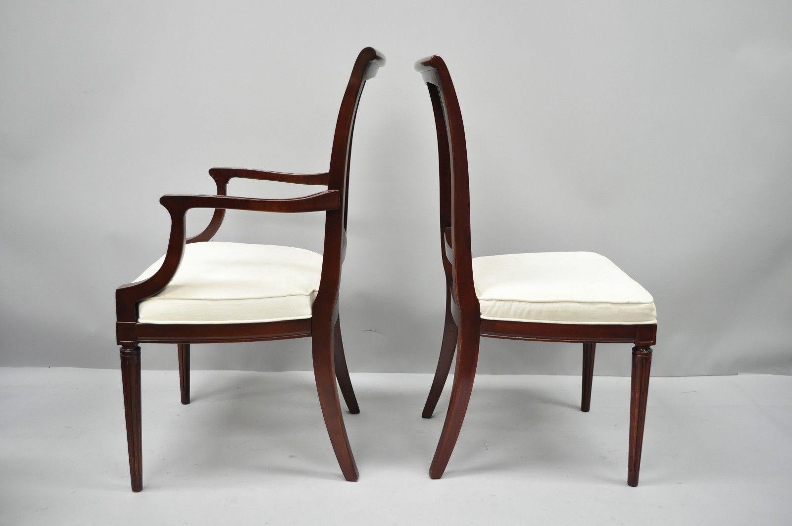 20th Century French Louis XVI Provincial Style Cane Back Cherry Wood Dining Chairs Set of Six