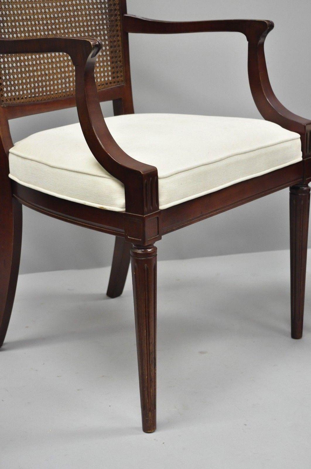 French Louis XVI Provincial Style Cane Back Cherry Wood Dining Chairs Set of Six 4
