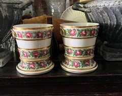 French Louis XVI Queen's Factory Paris Porcelain Cachepots or Orchid Flower Pots