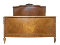 French Louis XVI Rev Bed US Queen UK King Marquetry Ormolu, circa 1920