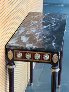French Louis XVI Revival Console Table with Porcelain Medallions