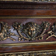 French Louis XVI Rosewood, Kingwood, Mahogany & Ormolu Rouge Marble Top Credenza