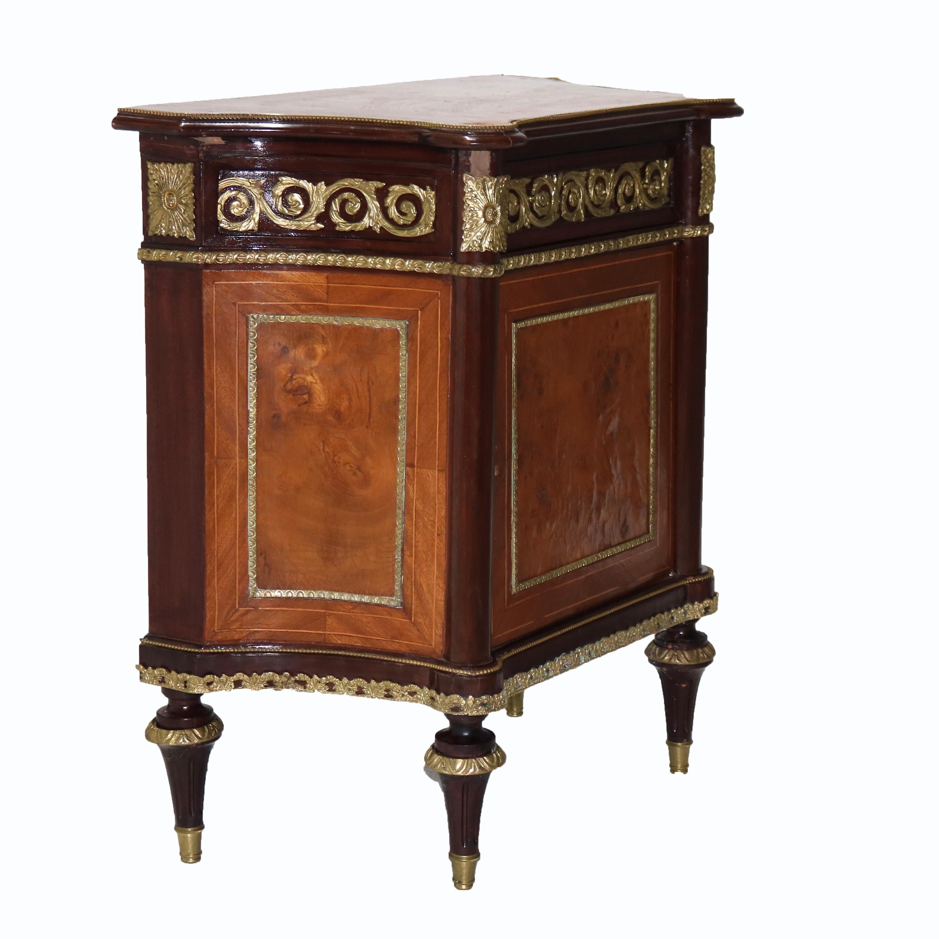 20th Century French Louis XVI Rosewood, Kingwood Marquetry & Ormolu Side Cabinet 20thC For Sale