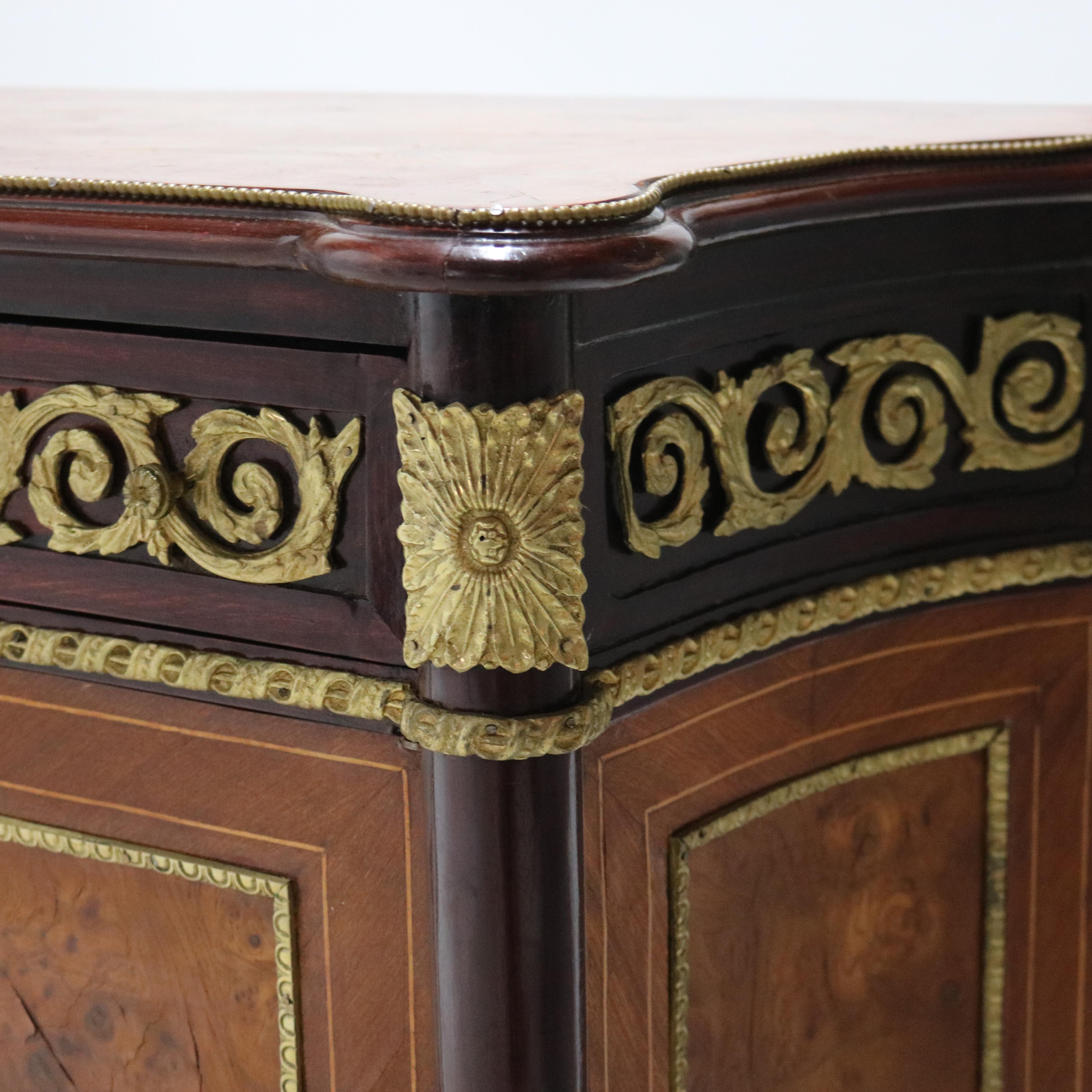 French Louis XVI Rosewood, Kingwood Marquetry & Ormolu Side Cabinet 20thC For Sale 1