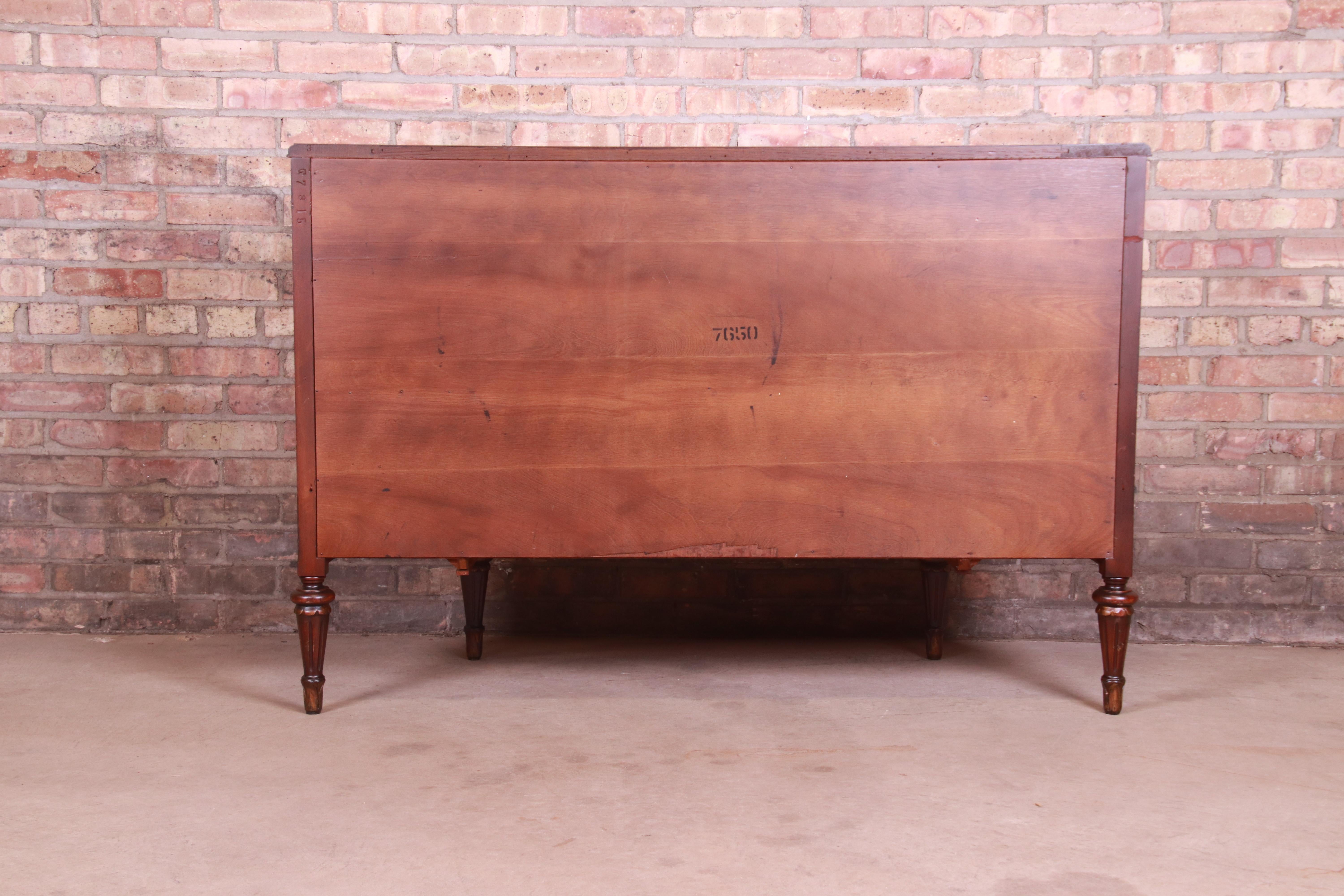 French Louis XVI Satinwood and Mahogany Demilune Dresser by Saginaw, Circa 1920s 10