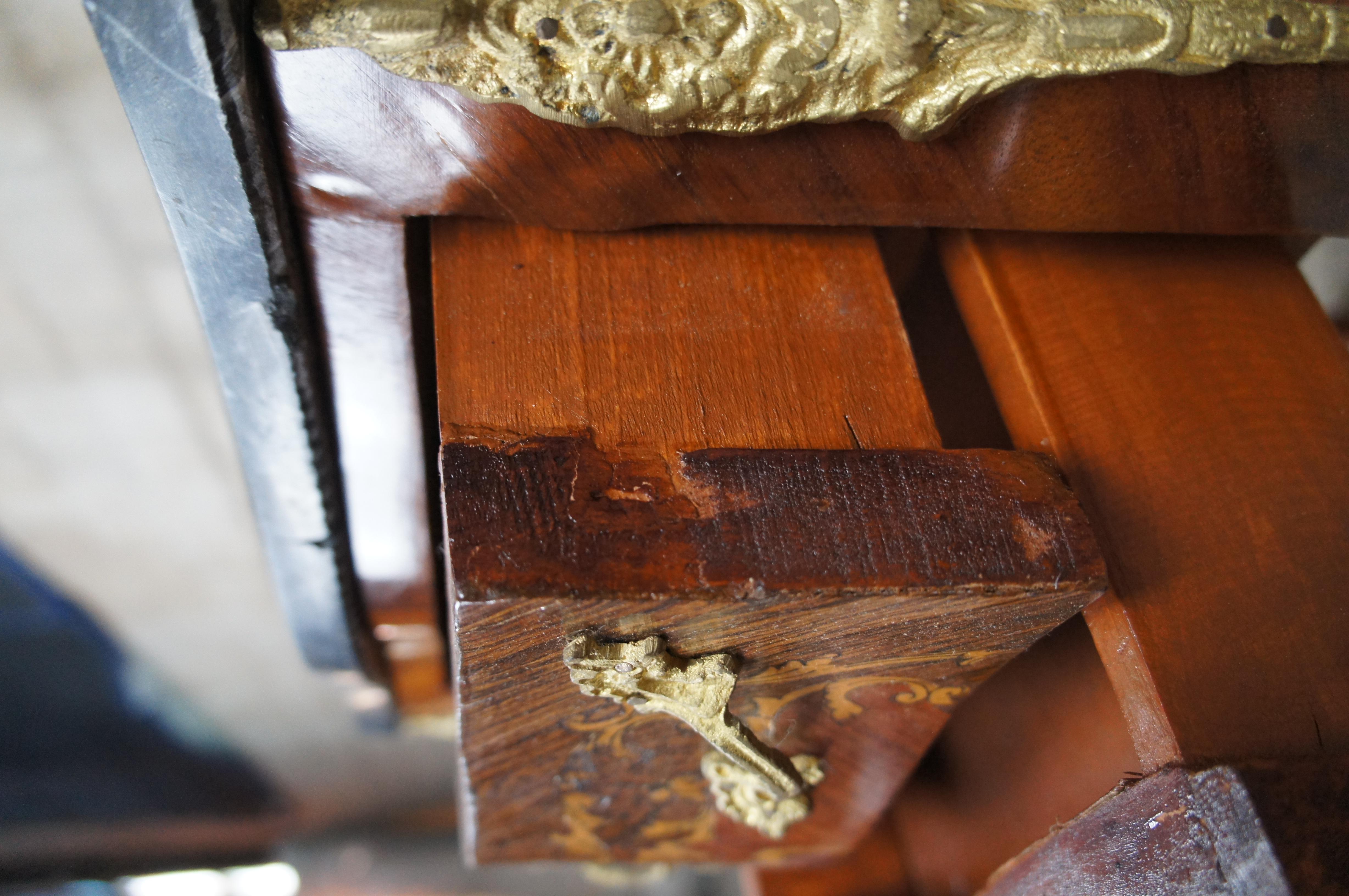 French Louis XVI Serpentine Walnut Bombe Marble Commode Nightstand Petite Chest For Sale 3
