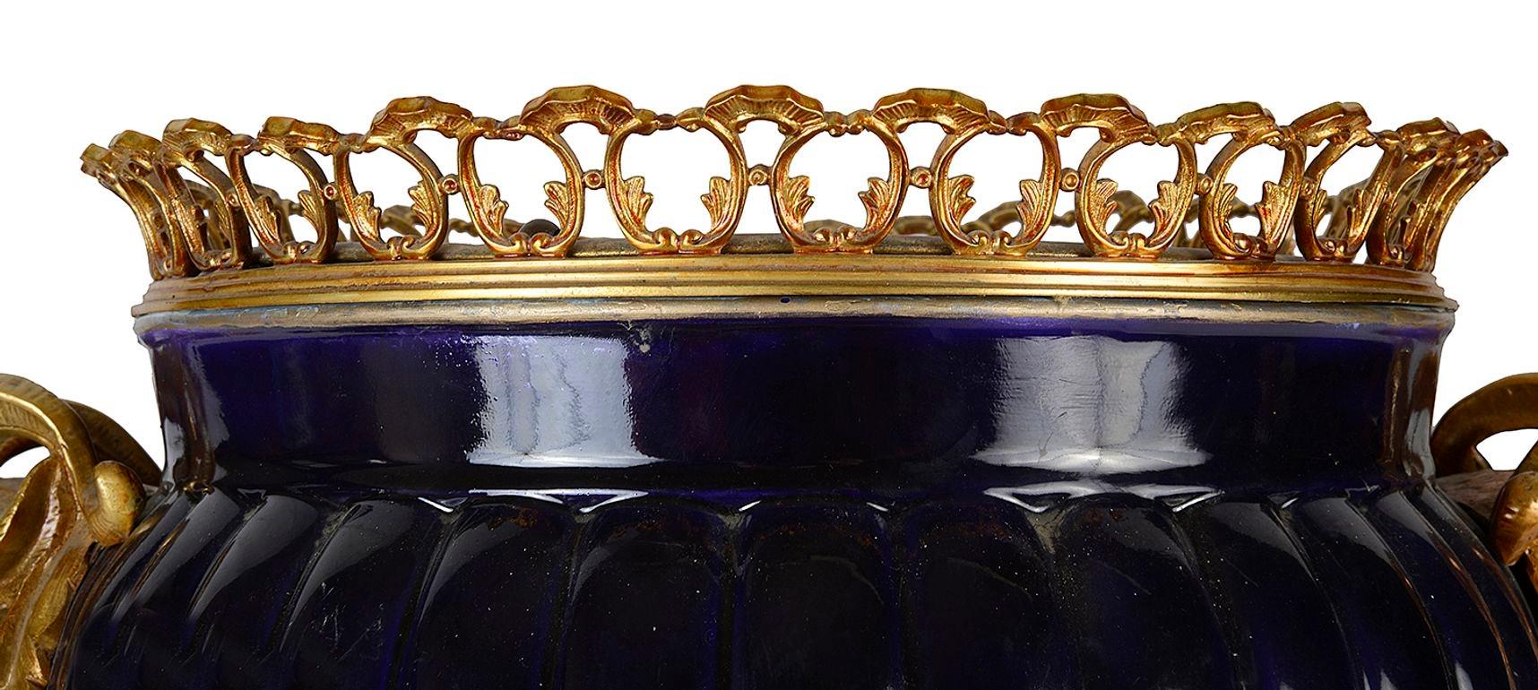 Gilt French Louis XVI Sevres style jardiniere, circa 1890 For Sale