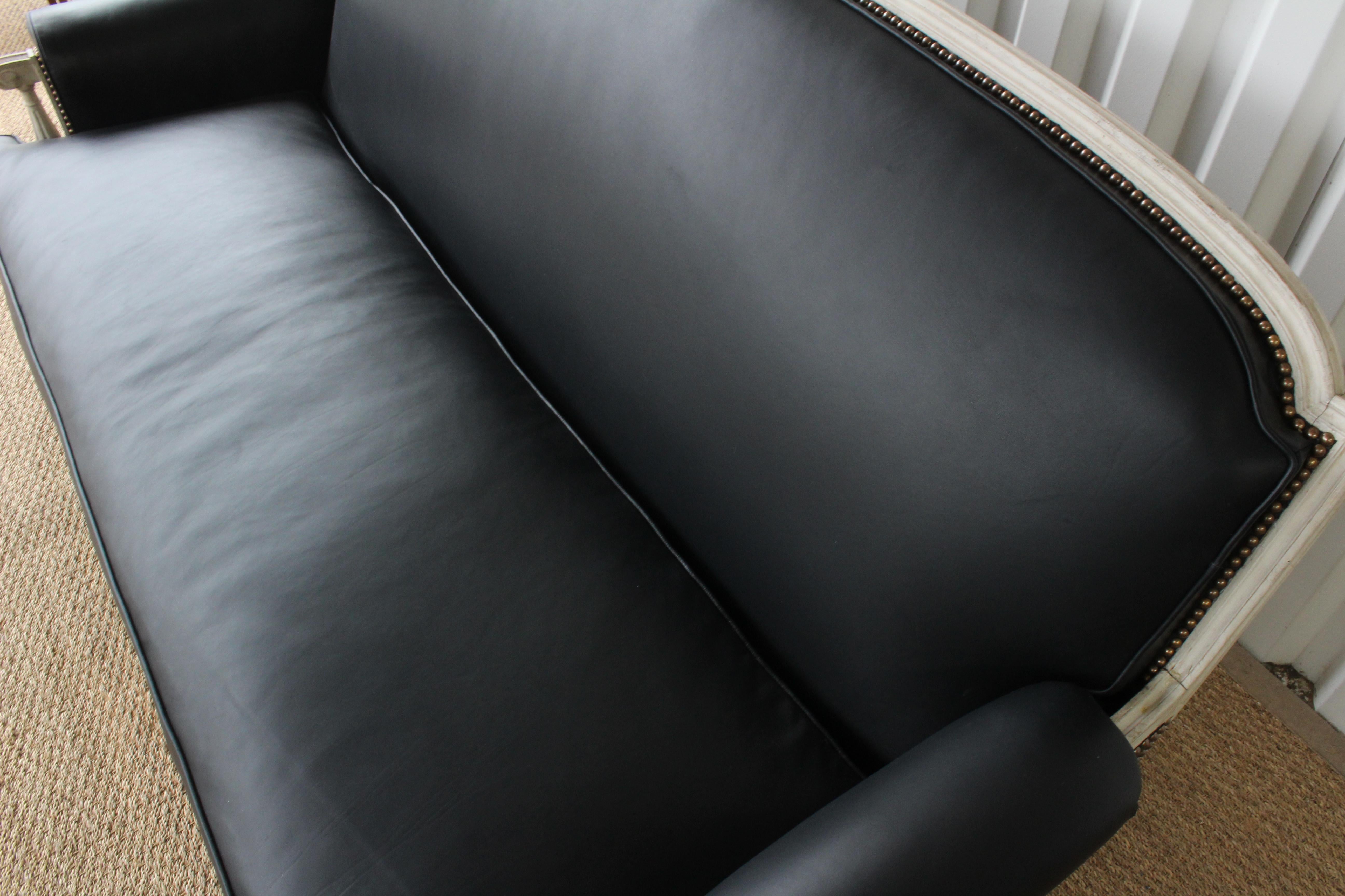 French Louis XVI Sofa in Leather For Sale 5