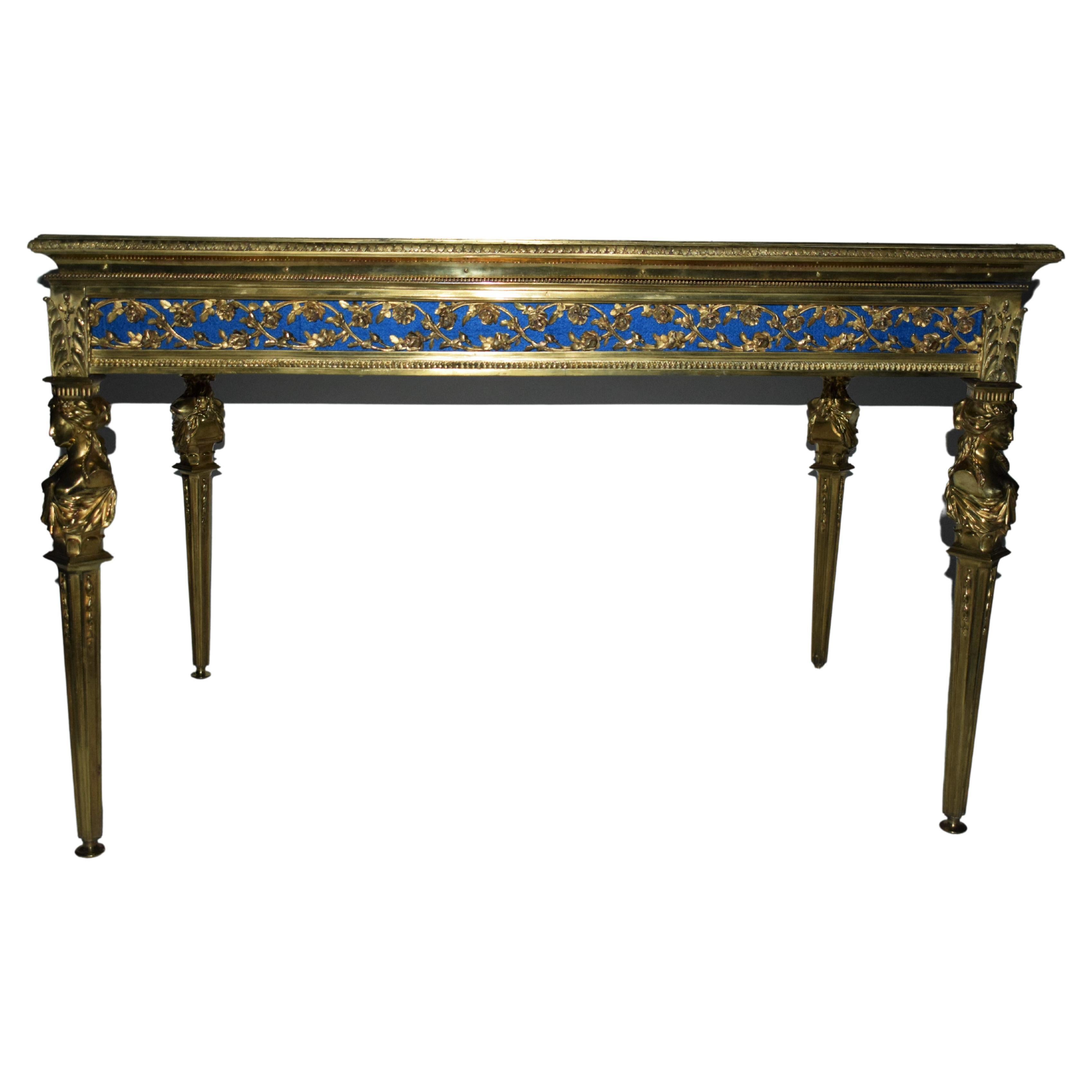 French Louis XVI Solid Bronze Vitrine Table For Sale