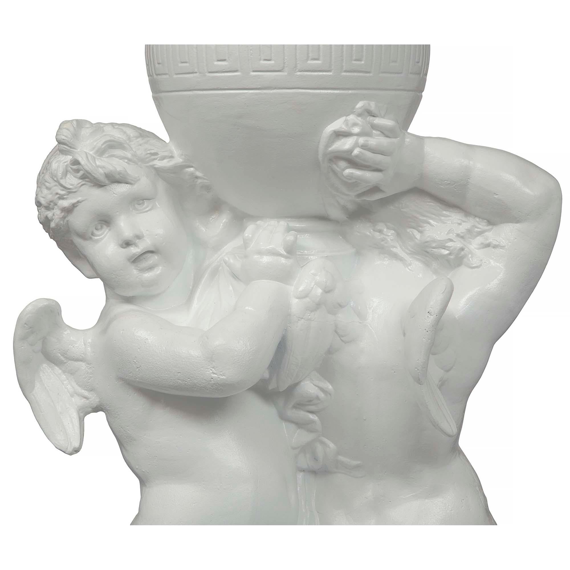 French Louis XVI St. 19th Century Cast Iron Grouping of Two Winged Cherubs For Sale 2