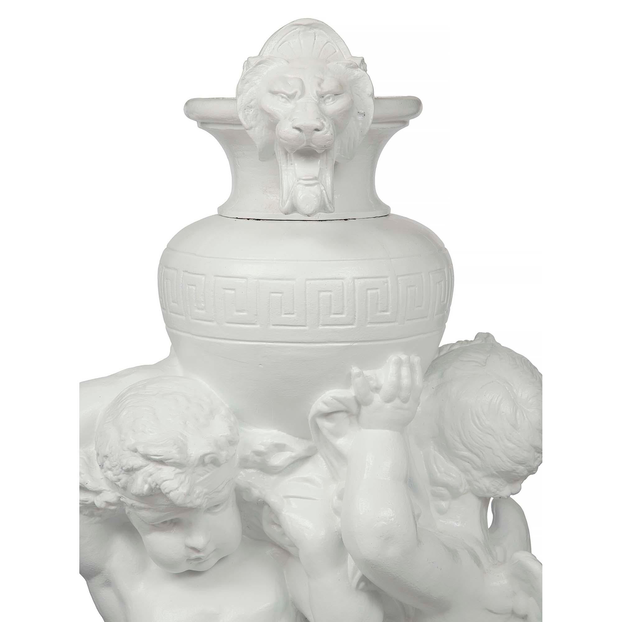 French Louis XVI St. 19th Century Cast Iron Grouping of Two Winged Cherubs For Sale 4