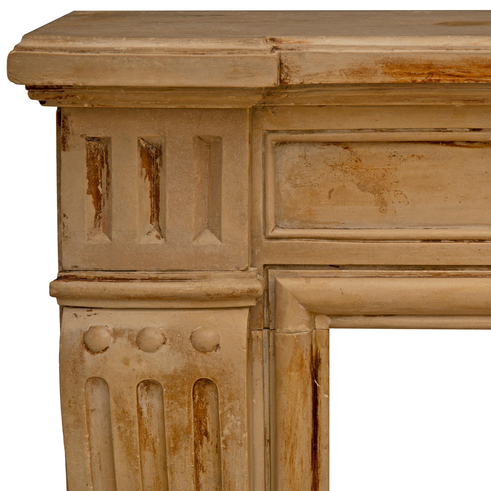 French Louis XVI St. 19th Century Stone Mantel In Good Condition For Sale In West Palm Beach, FL