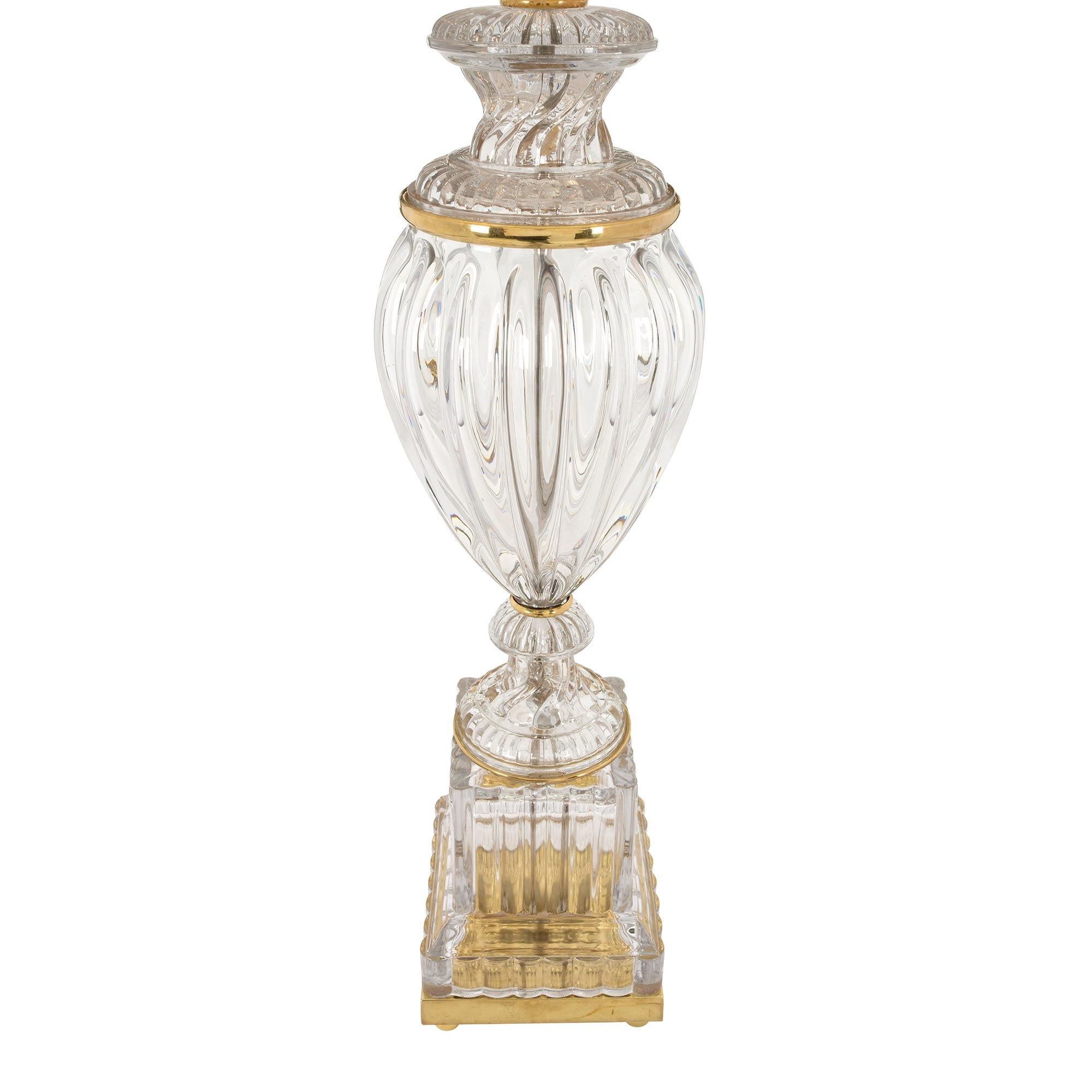 French Louis XVI St Baccarat Crystal and Ormolu Lamp In Excellent Condition In West Palm Beach, FL