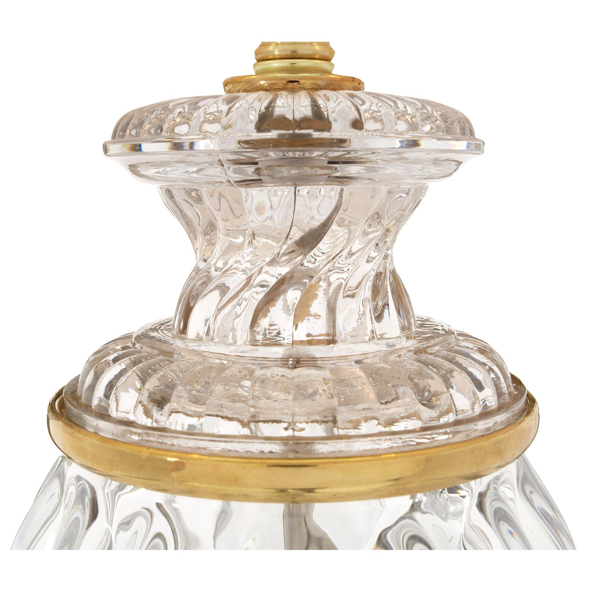 19th Century French Louis XVI St Baccarat Crystal and Ormolu Lamp