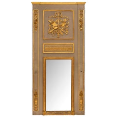 French Louis XVI St. Early 19th Century Patinated Green and Gilt Trumeau