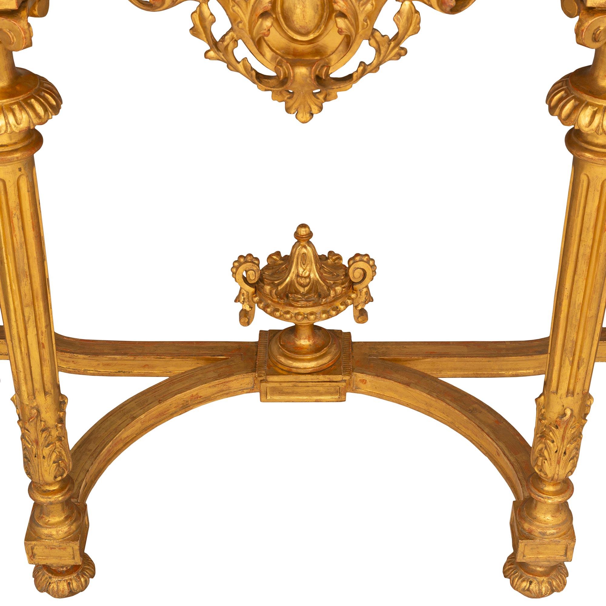 French Louis XVI St Giltwood Console and Mirror For Sale 6