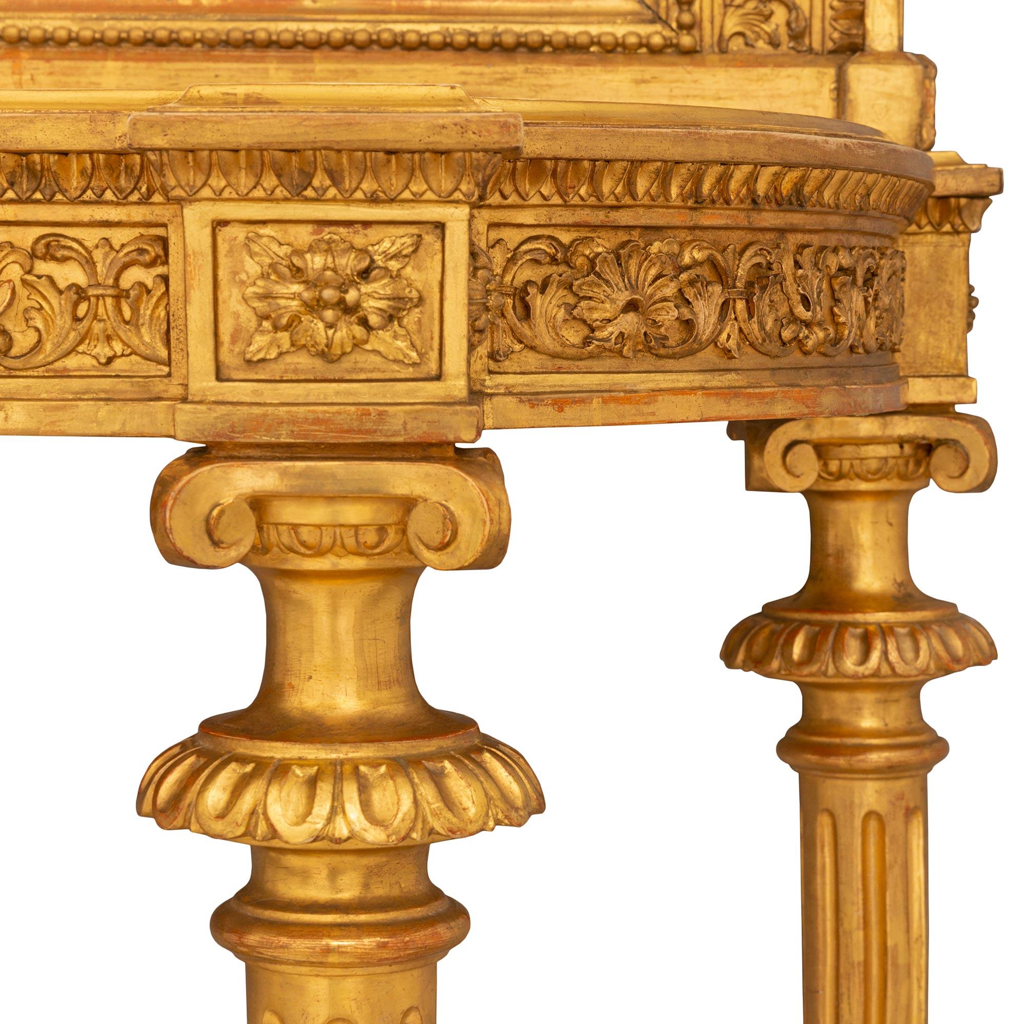 French Louis XVI St Giltwood Console and Mirror For Sale 3