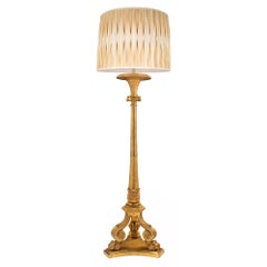 French Louis XVI St. Mid 19th Century Giltwood Floor Lamp