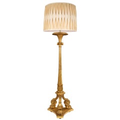 French Louis XVI St. Mid 19th Century Giltwood Floor Lamp