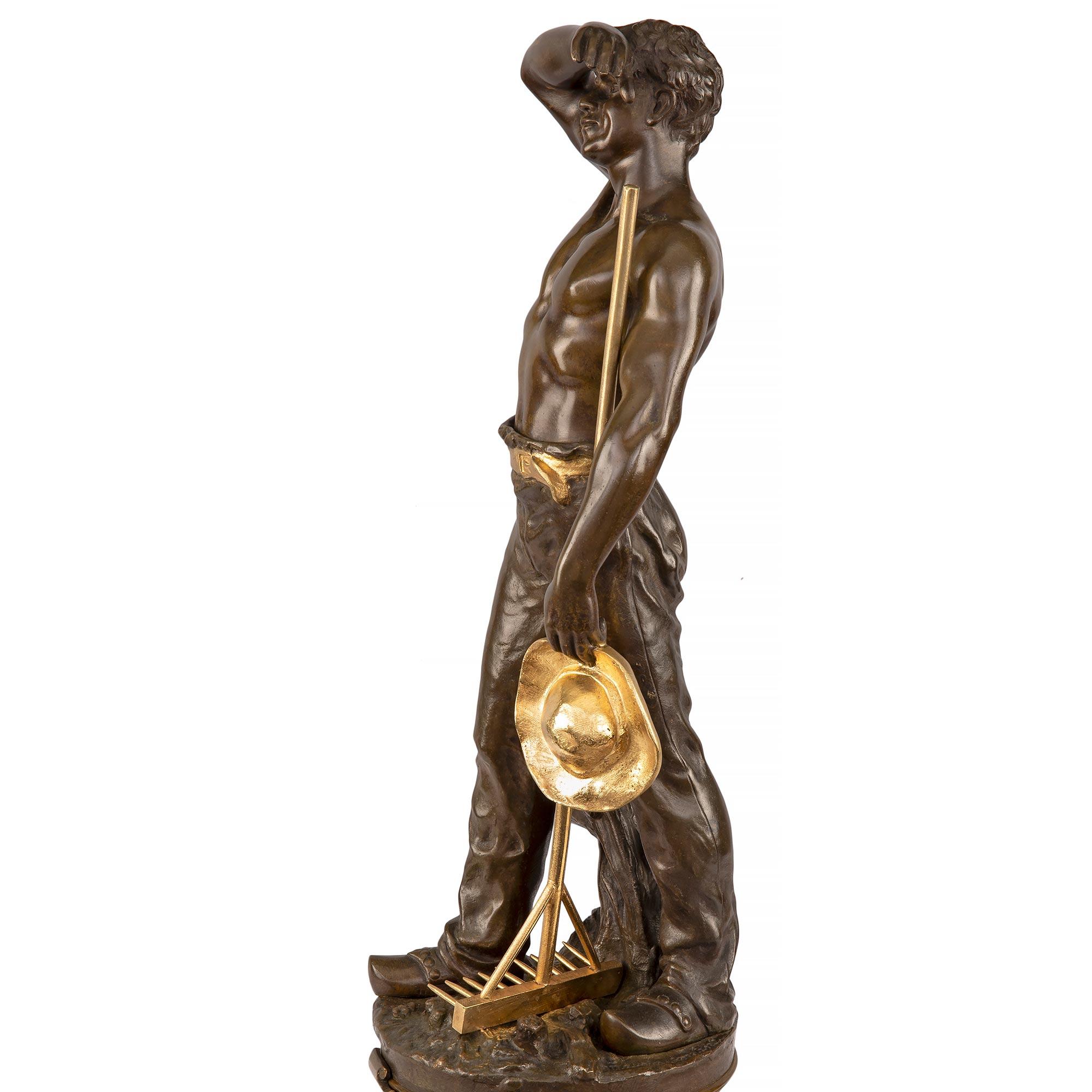 Statua francese in bronzo patinato, ormolu e marmo Vert De Patricia di Luigi XVI secolo In condizioni buone in vendita a West Palm Beach, FL