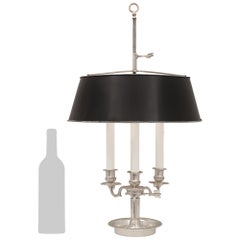 French Louis XVI st. Silvered Bronze and Tole Bouillotte lamp