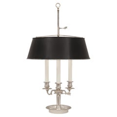 French Louis XVI st. Silvered Bronze and Tole Bouillotte lamp