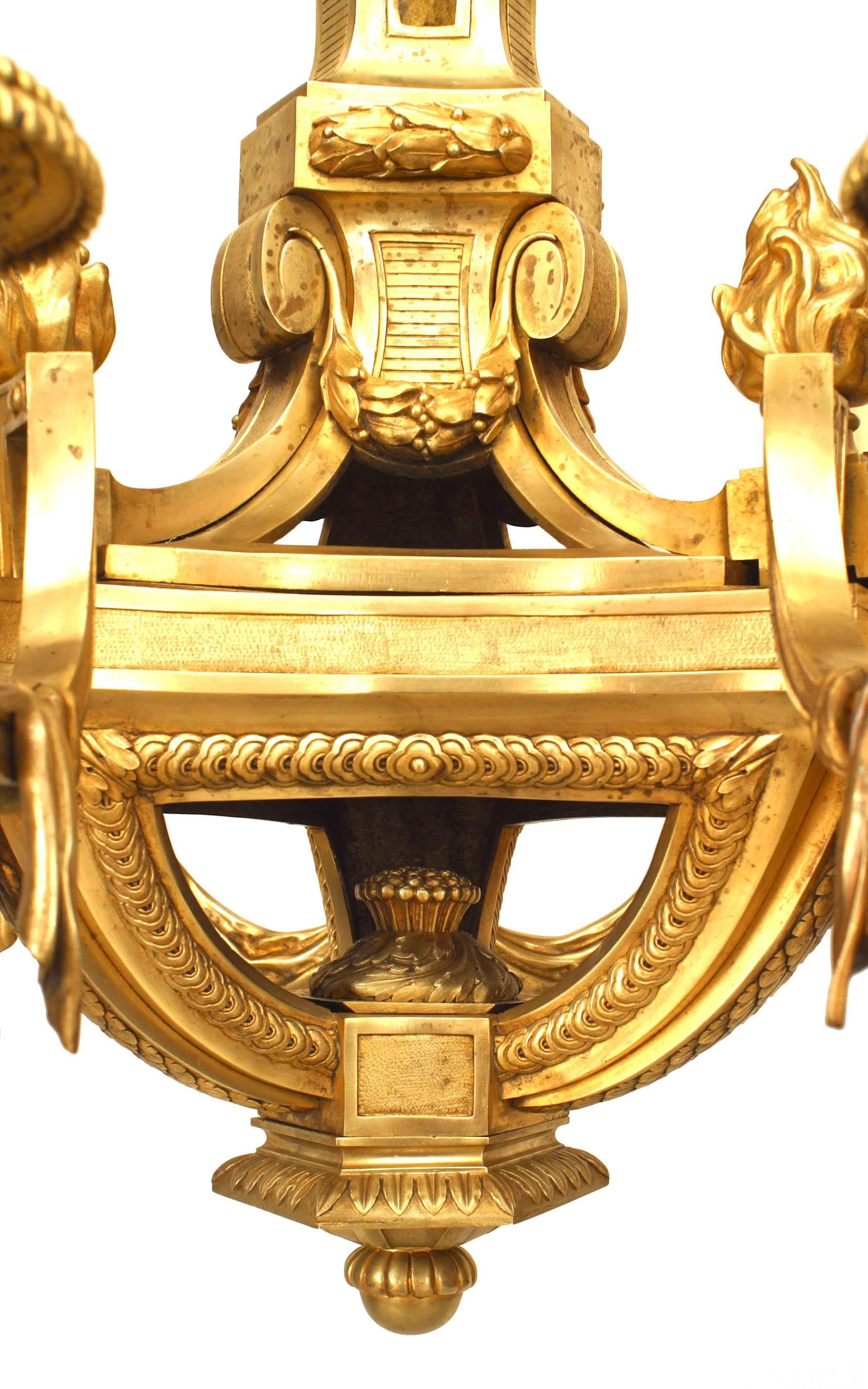 Lustre français de style Louis XVI en bronze doré en vente 2