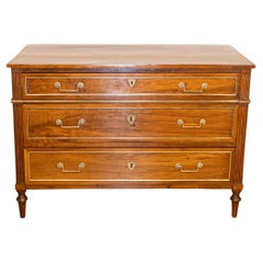 French Louis XVI Style 1890s Commode with Graduated Drawers and Brass Hardware