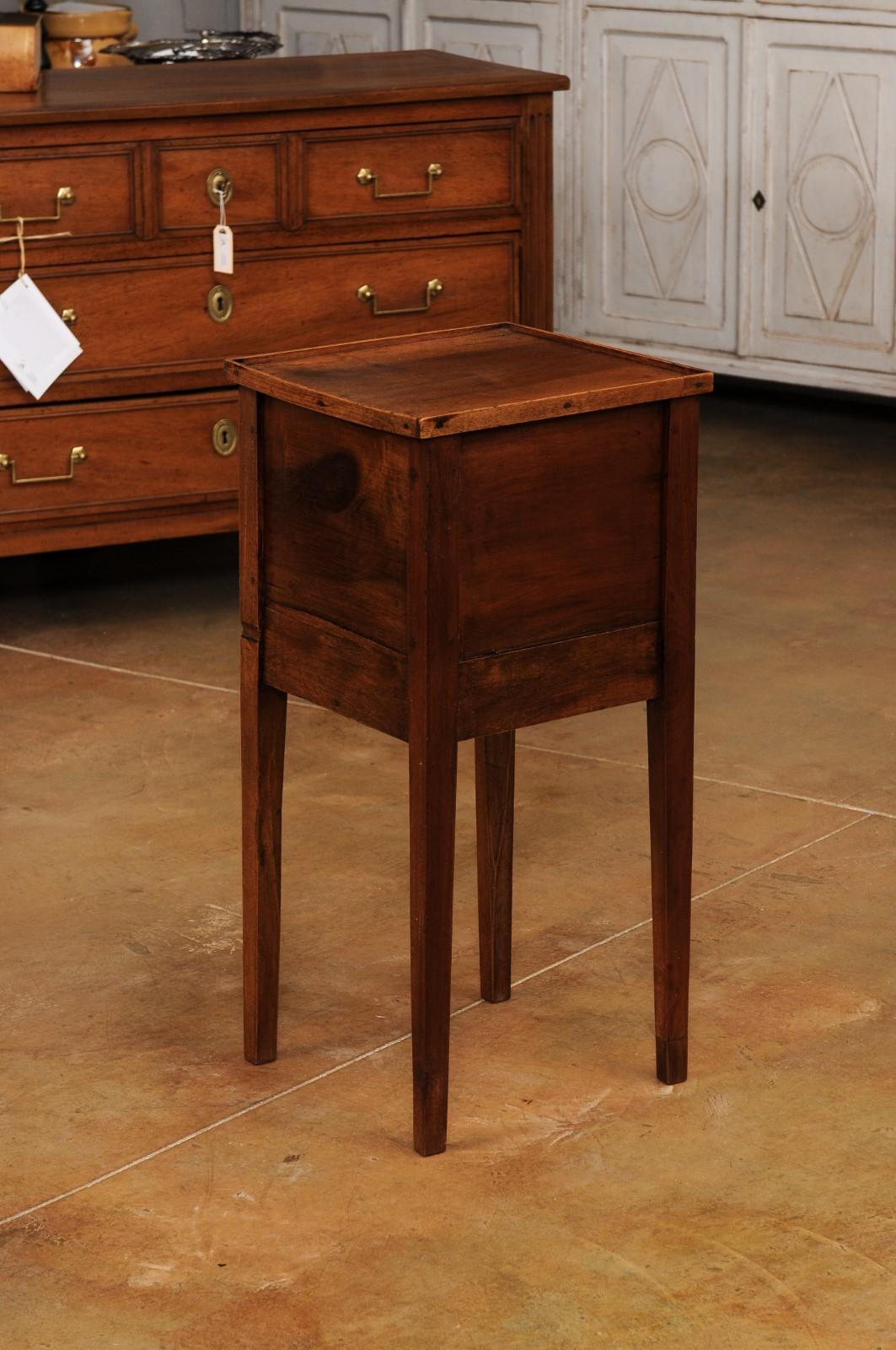 French Louis XVI Style 1890s Walnut Bedside Table with Tambour Door For Sale 3