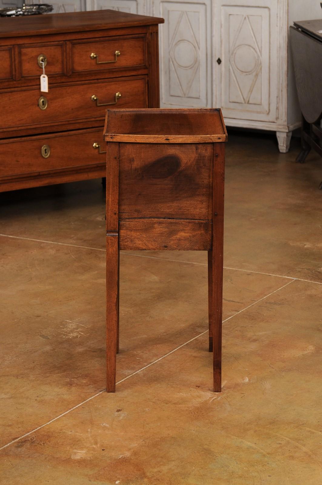 French Louis XVI Style 1890s Walnut Bedside Table with Tambour Door For Sale 4