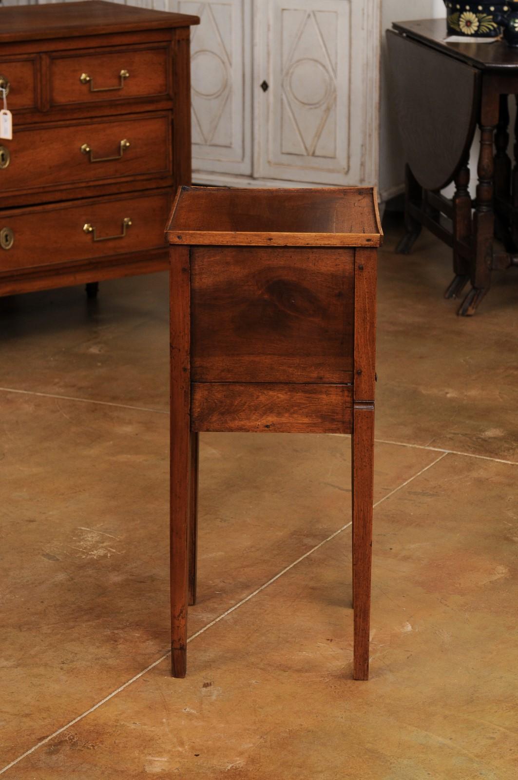 19th Century French Louis XVI Style 1890s Walnut Bedside Table with Tambour Door For Sale