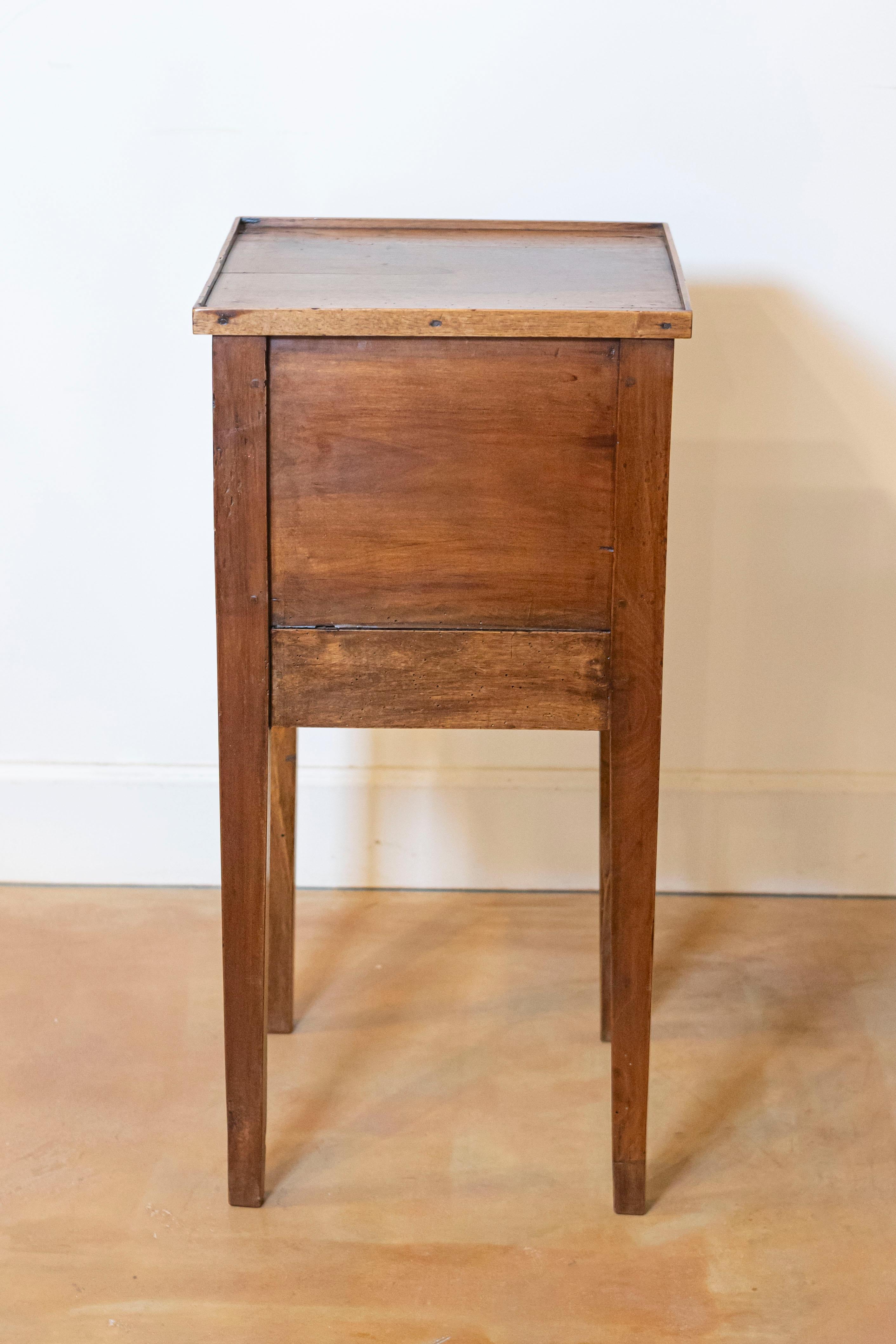 French Louis XVI Style 1890s Walnut Bedside Table with Tambour Door In Good Condition For Sale In Atlanta, GA