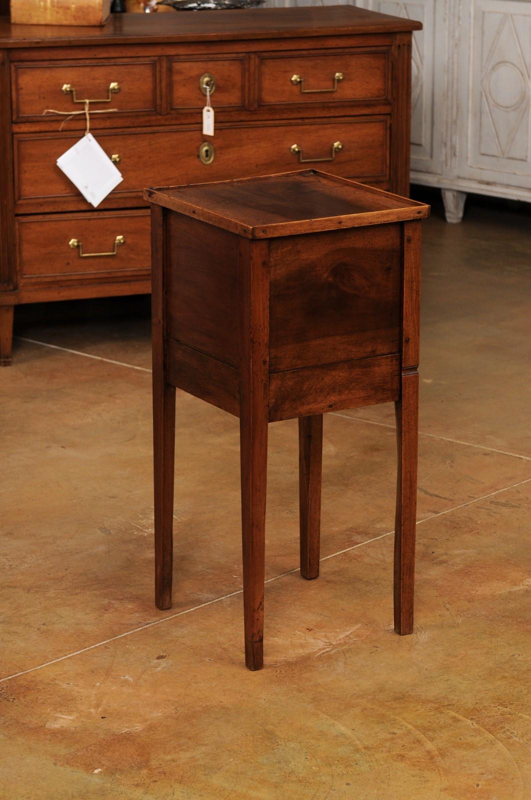 French Louis XVI Style 1890s Walnut Bedside Table with Tambour Door For Sale 1