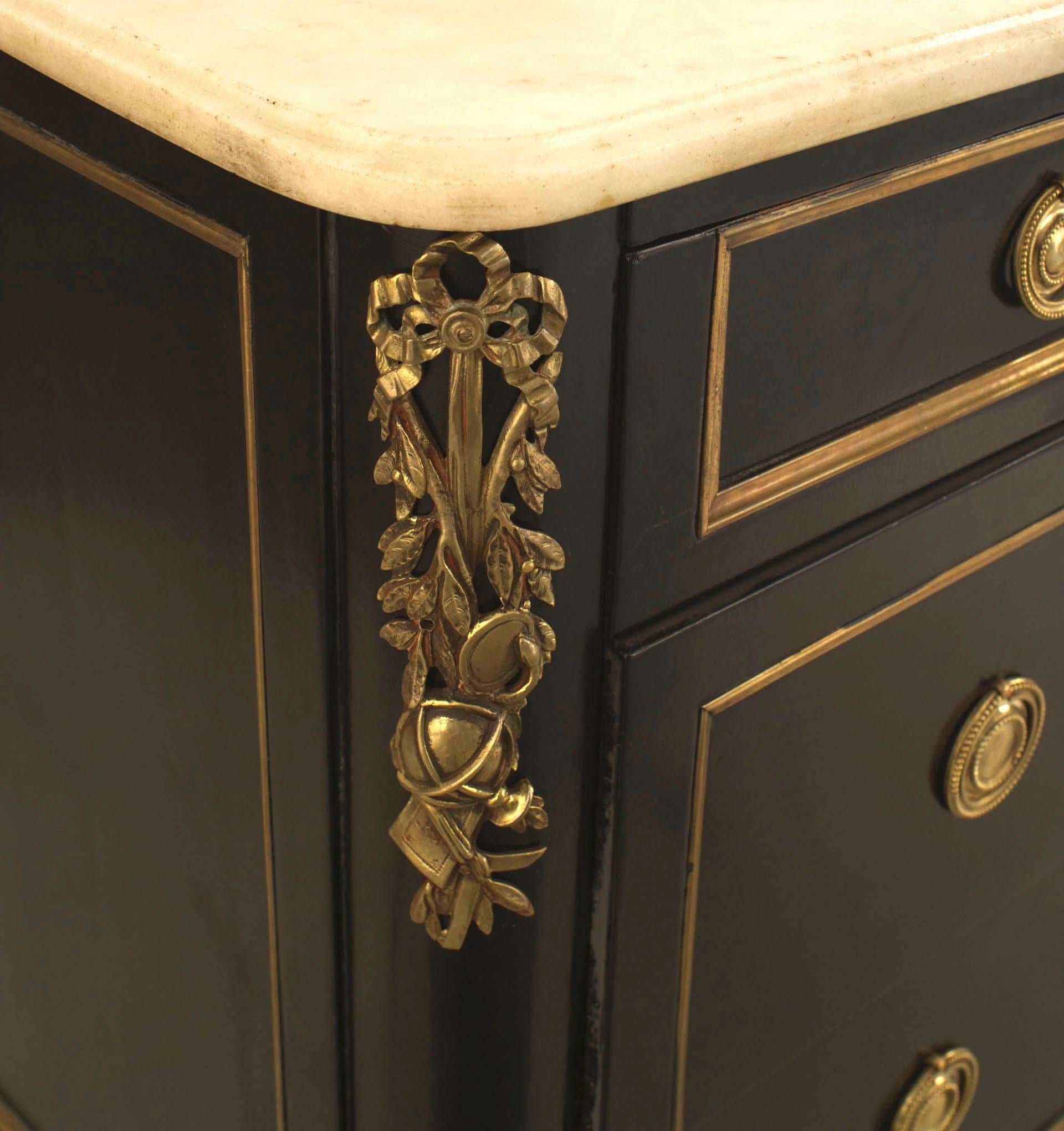 French Louis XVI Style Jansen Ebonized Chest In Good Condition In New York, NY