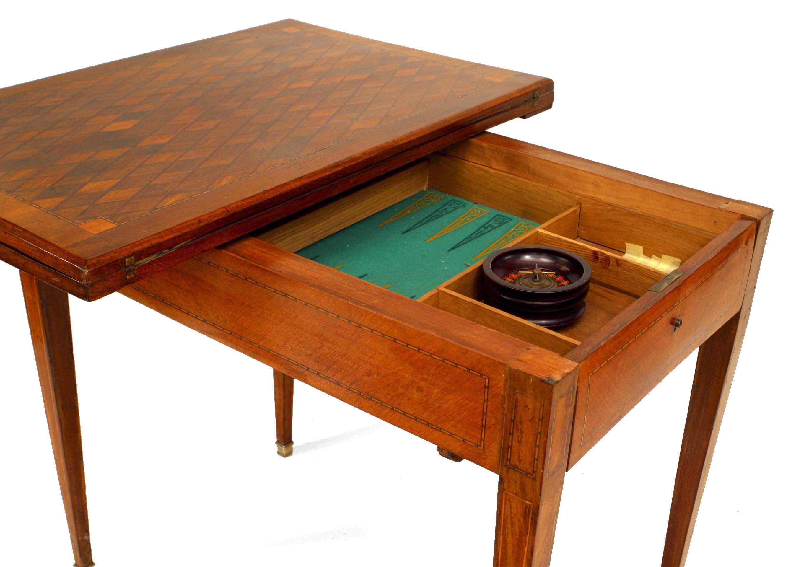 19th Century French Louis XVI Style Fruitwood Game Table For Sale