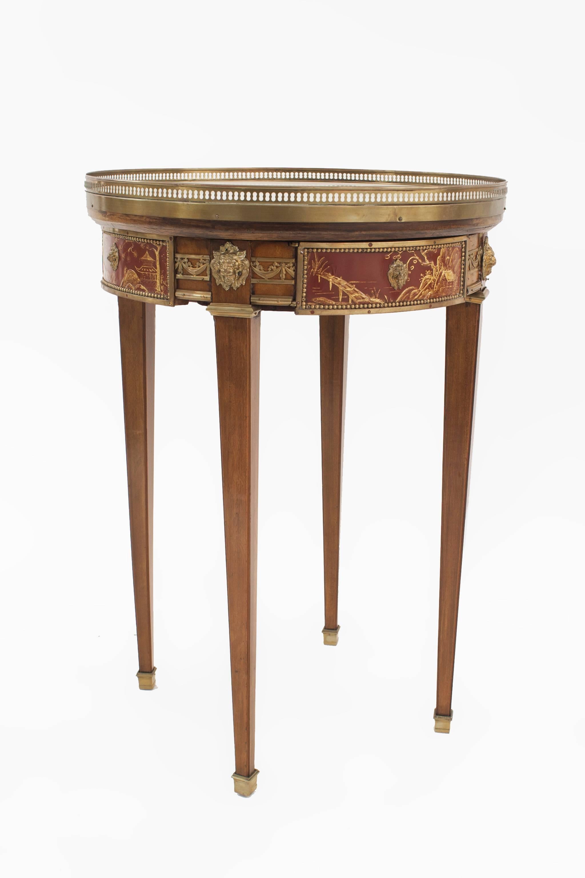 French Louis XVI Style Mahogany and Marble End Table In Good Condition For Sale In New York, NY