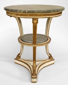 French Louis XVI Gilt Gueridon Marble Table