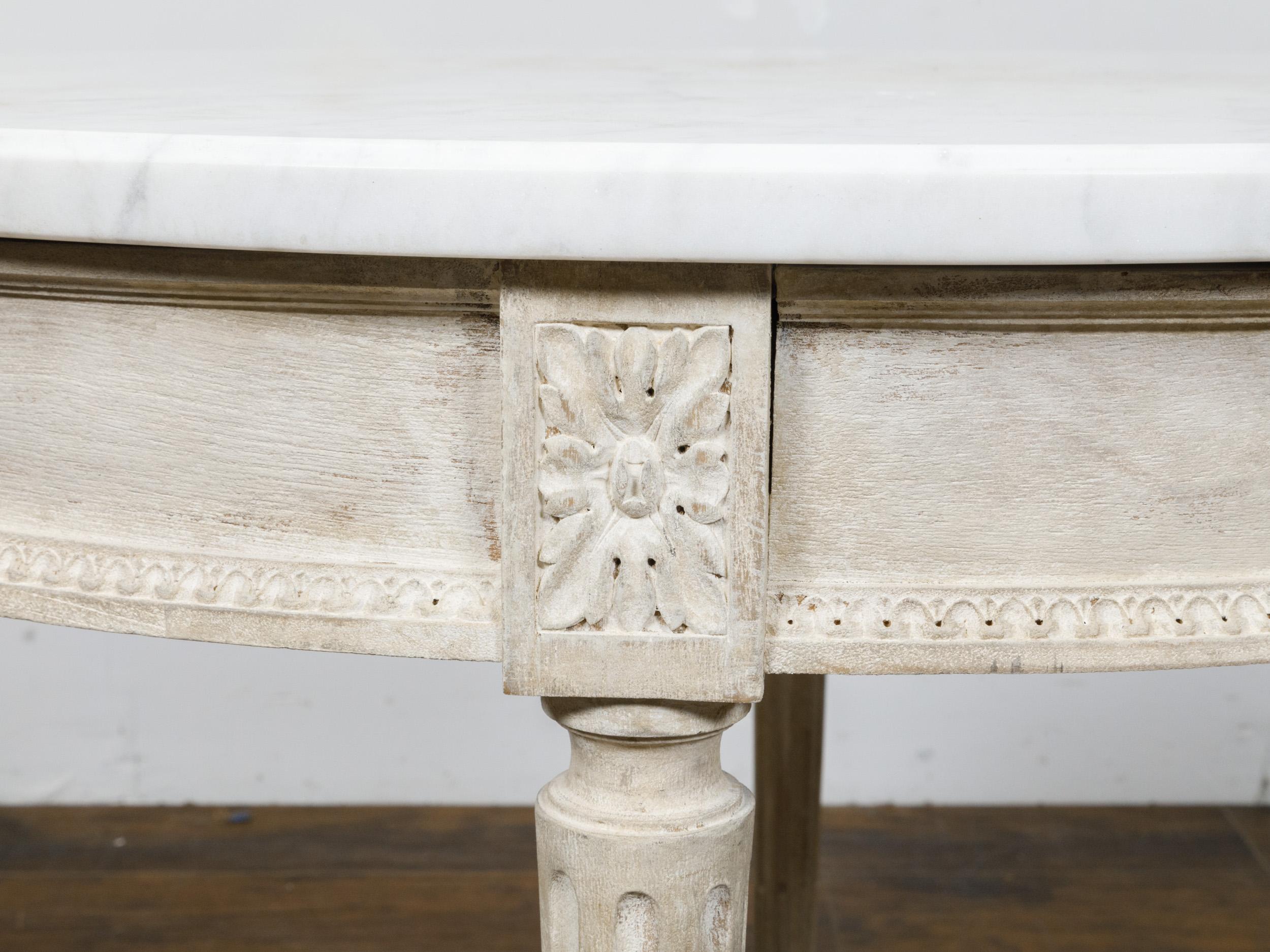 French Louis XVI Style 19th Century Center Table with Round White Marble Top For Sale 6