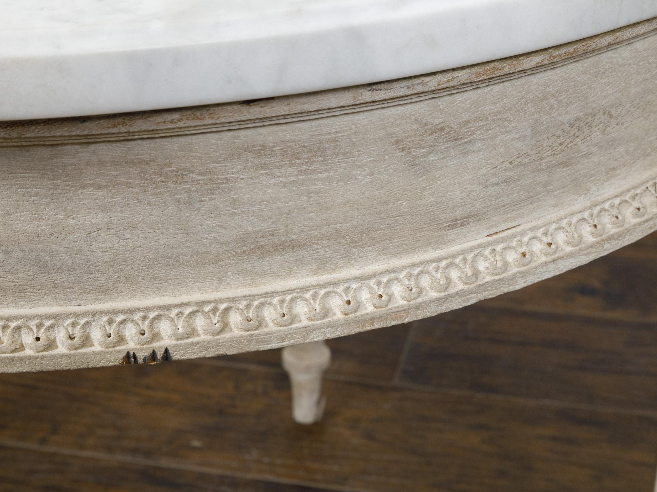 French Louis XVI Style 19th Century Center Table with Round White Marble Top For Sale 3