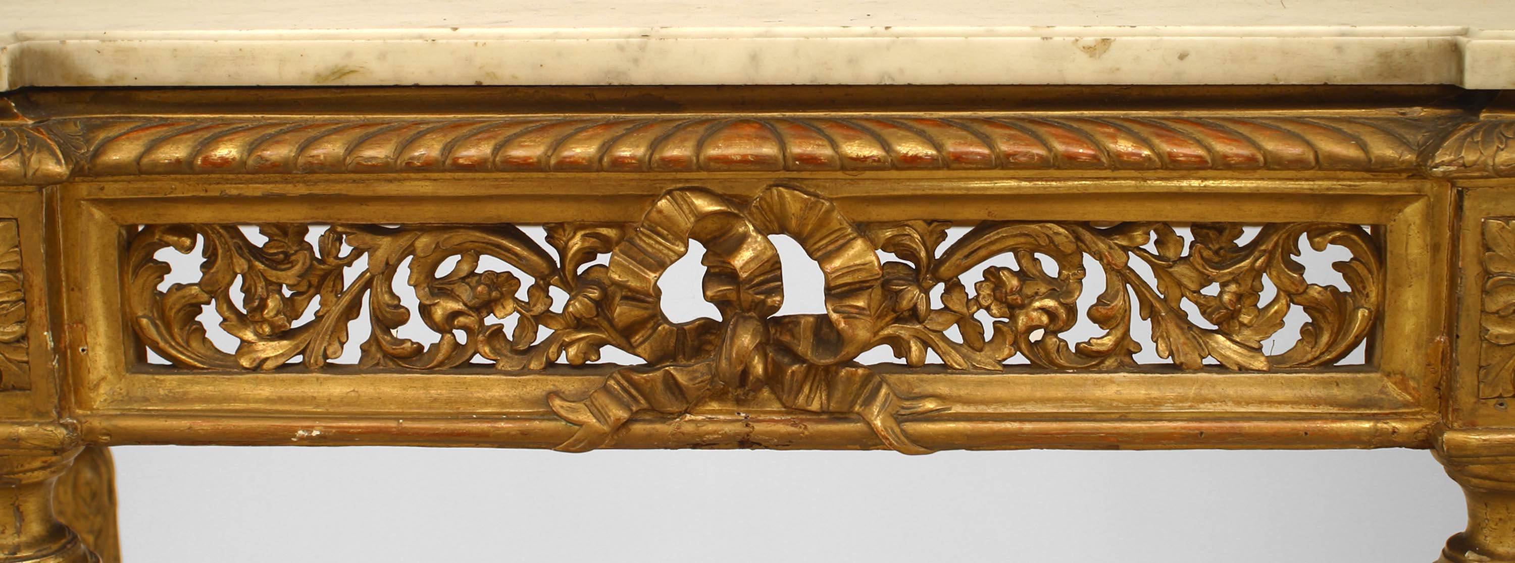 French Louis XVI Style '19th Century' Gilt Console Table In Good Condition For Sale In New York, NY